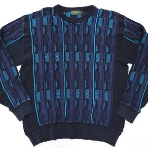 Vintage Norm Thompson Coogi‎ Sweater Men's Large Crew Neck Textured Blue Canada